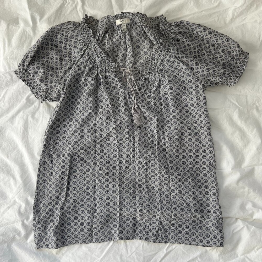 Joie Black & White Silk Blouse